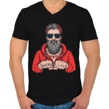 PRINTFASHION HARD LIFE - Férfi V-nyakú póló - Fekete férfi póló