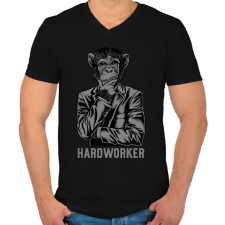 PRINTFASHION Hardworker - Férfi V-nyakú póló - Fekete férfi póló