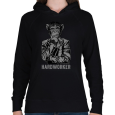 PRINTFASHION Hardworker - Női kapucnis pulóver - Fekete