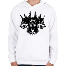 PRINTFASHION Három fejű kutya - Gyerek kapucnis pulóver - Fehér gyerek pulóver, kardigán