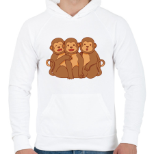 PRINTFASHION Három majom - Férfi kapucnis pulóver - Fehér férfi pulóver, kardigán