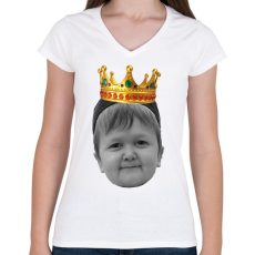 PRINTFASHION Hasbulla KING - Női V-nyakú póló - Fehér
