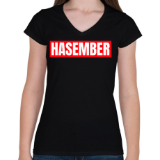 PRINTFASHION HASEMBER - Női V-nyakú póló - Fekete