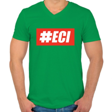 PRINTFASHION Hashtageci - Férfi V-nyakú póló - Zöld férfi póló