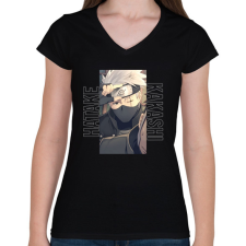 PRINTFASHION hatake kakashi - Női V-nyakú póló - Fekete női póló
