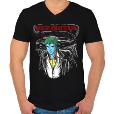 PRINTFASHION Határok - Férfi V-nyakú póló - Fekete