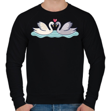 PRINTFASHION Hattyú love - Férfi pulóver - Fekete férfi pulóver, kardigán