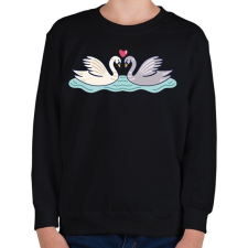 PRINTFASHION Hattyú love - Gyerek pulóver - Fekete gyerek pulóver, kardigán