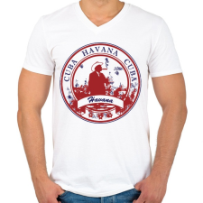 PRINTFASHION Havanna Kuba - Férfi V-nyakú póló - Fehér férfi póló