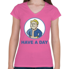 PRINTFASHION Have a day - Női V-nyakú póló - Rózsaszín