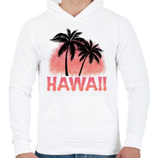 PRINTFASHION Hawaii - Férfi kapucnis pulóver - Fehér férfi pulóver, kardigán