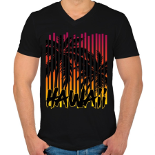 PRINTFASHION Hawaii - Férfi V-nyakú póló - Fekete férfi póló