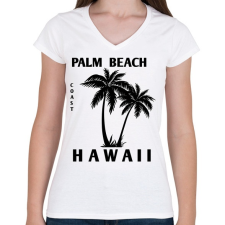 PRINTFASHION Hawaii - Női V-nyakú póló - Fehér női póló