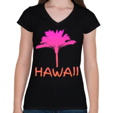 PRINTFASHION Hawaii - Női V-nyakú póló - Fekete