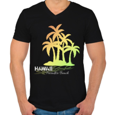 PRINTFASHION Hawaii paradise beach - Férfi V-nyakú póló - Fekete férfi póló
