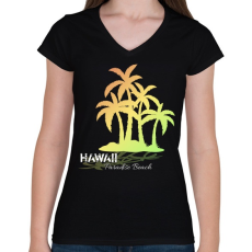 PRINTFASHION Hawaii paradise beach - Női V-nyakú póló - Fekete