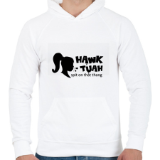 PRINTFASHION Hawk Tuah - Black - Férfi kapucnis pulóver - Fehér férfi pulóver, kardigán