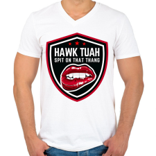 PRINTFASHION Hawk Tuah… Spit On That Thang - Férfi V-nyakú póló - Fehér férfi póló
