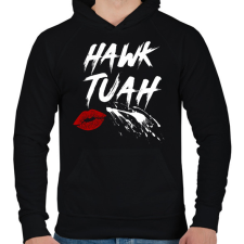 PRINTFASHION Hawk Tuah… Spit On That Thing - Férfi kapucnis pulóver - Fekete férfi pulóver, kardigán
