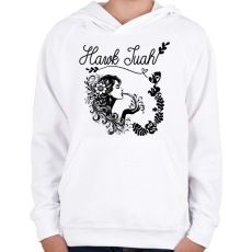 PRINTFASHION Hawk Tuah - split on that thang - Gyerek kapucnis pulóver - Fehér
