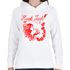 PRINTFASHION Hawk Tuah - split on that thang - Női kapucnis pulóver - Fehér