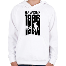 PRINTFASHION hawkins 1986 - Gyerek kapucnis pulóver - Fehér gyerek pulóver, kardigán