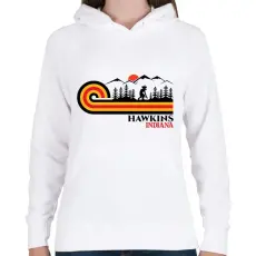 PRINTFASHION Hawkins indiana retro - Női kapucnis pulóver - Fehér