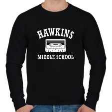 PRINTFASHION Hawkins Middle School - Fehér - Férfi pulóver - Fekete férfi pulóver, kardigán