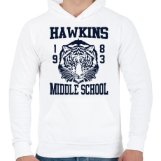 PRINTFASHION Hawkins Tigers - Férfi kapucnis pulóver - Fehér