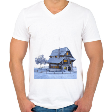 PRINTFASHION Ház - Férfi V-nyakú póló - Fehér férfi póló