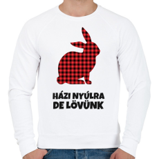 PRINTFASHION Házi nyúlra de lövünk - Férfi pulóver - Fehér