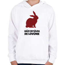 PRINTFASHION Házi nyúlra de lövünk - Gyerek kapucnis pulóver - Fehér gyerek pulóver, kardigán