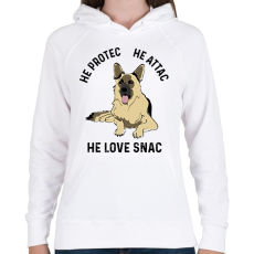 PRINTFASHION HE protec - Női kapucnis pulóver - Fehér