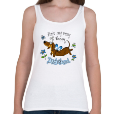 PRINTFASHION He's very happy dachshund - Női atléta - Fehér női trikó