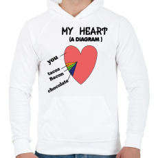PRINTFASHION Heart diagram - Férfi kapucnis pulóver - Fehér