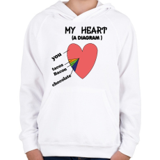 PRINTFASHION Heart diagram - Gyerek kapucnis pulóver - Fehér