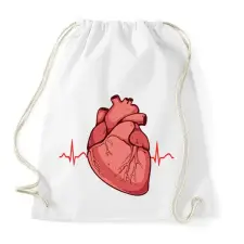 PRINTFASHION Heartbeat - Sportzsák, Tornazsák - Fehér tornazsák