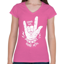 PRINTFASHION Heavy metal - Női V-nyakú póló - Rózsaszín női póló