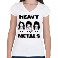 PRINTFASHION Heavy metals - vegyjelek - Női V-nyakú póló - Fehér
