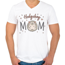 PRINTFASHION Hedgehog mom - Férfi V-nyakú póló - Fehér férfi póló