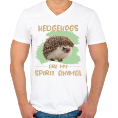 PRINTFASHION Hedgehogs are my spirit animal - Férfi V-nyakú póló - Fehér