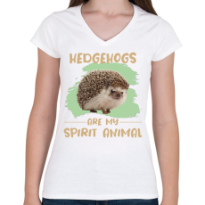 PRINTFASHION Hedgehogs are my spirit animal - Női V-nyakú póló - Fehér