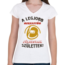 PRINTFASHION Hegesztő szülinapja július színes - Női V-nyakú póló - Fehér női póló