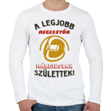 PRINTFASHION Hegesztő szülinapja március színes - Férfi hosszú ujjú póló - Fehér férfi póló