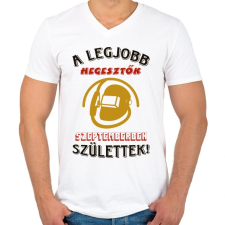 PRINTFASHION Hegesztő szülinapja szeptember színes - Férfi V-nyakú póló - Fehér férfi póló