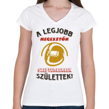 PRINTFASHION Hegesztő szülinapja szeptember színes - Női V-nyakú póló - Fehér női póló