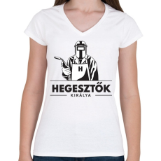 PRINTFASHION Hegesztők királya - Női V-nyakú póló - Fehér