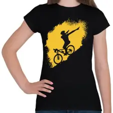 PRINTFASHION Hegyi kerékpáros - Női póló - Fekete női póló