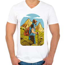 PRINTFASHION Hegymászó - Férfi V-nyakú póló - Fehér