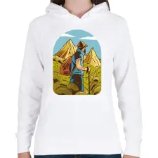 PRINTFASHION Hegymászó - Női kapucnis pulóver - Fehér női pulóver, kardigán